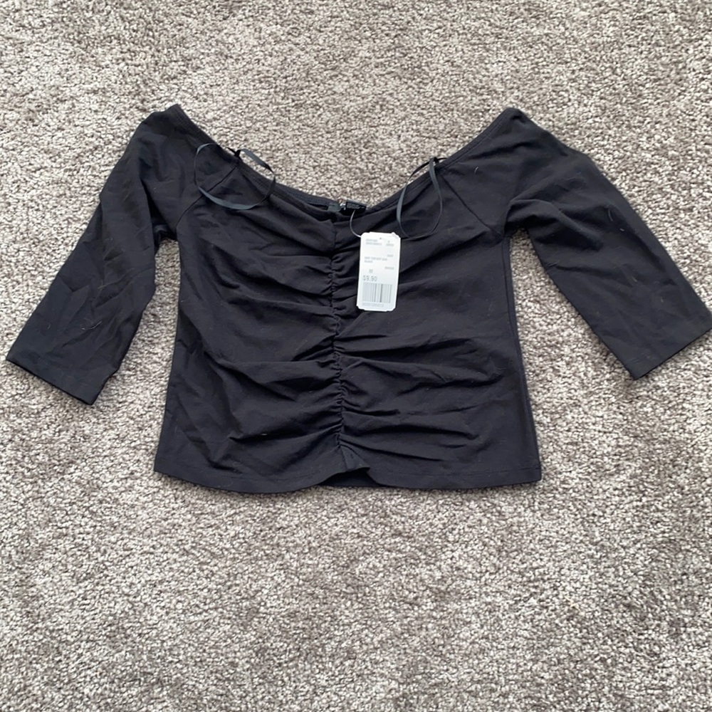 Black off the shoulder crop top